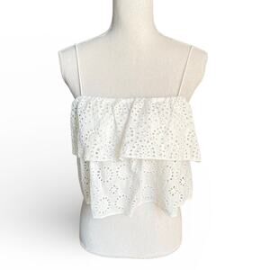 ALICE + OLIVIA Marylynn Ruffle Crop Top eyelet feminine summer soft girl